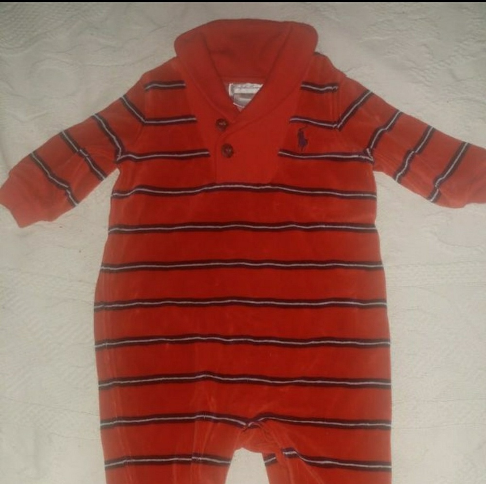 Velour Infant Ralph Lauren Onesie with feet